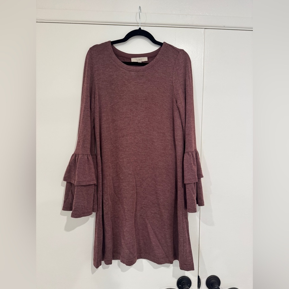 LOFT Mauve Bell Sleeve Knit Dress Size Small